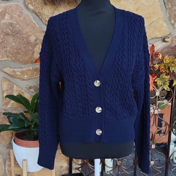 Marc New York Andrew Marc Navy Blue Knit 3 Button Cardigan Sweater Sz XL‎ - Picture 1 of 10